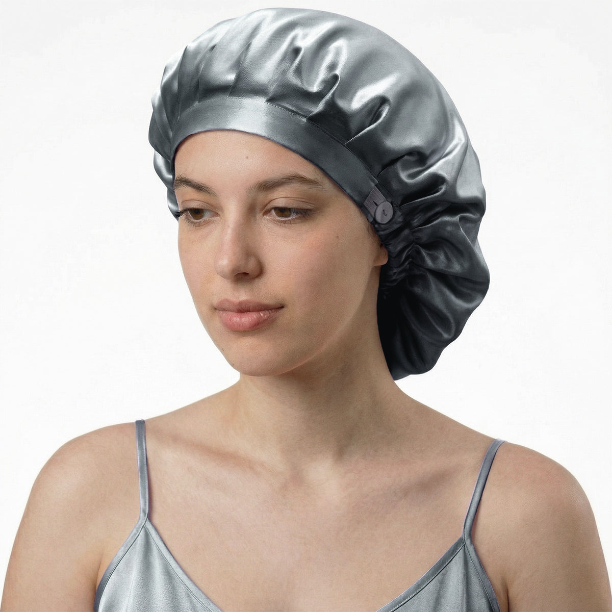 Bonnet de nuit en soie – Bleu Windward