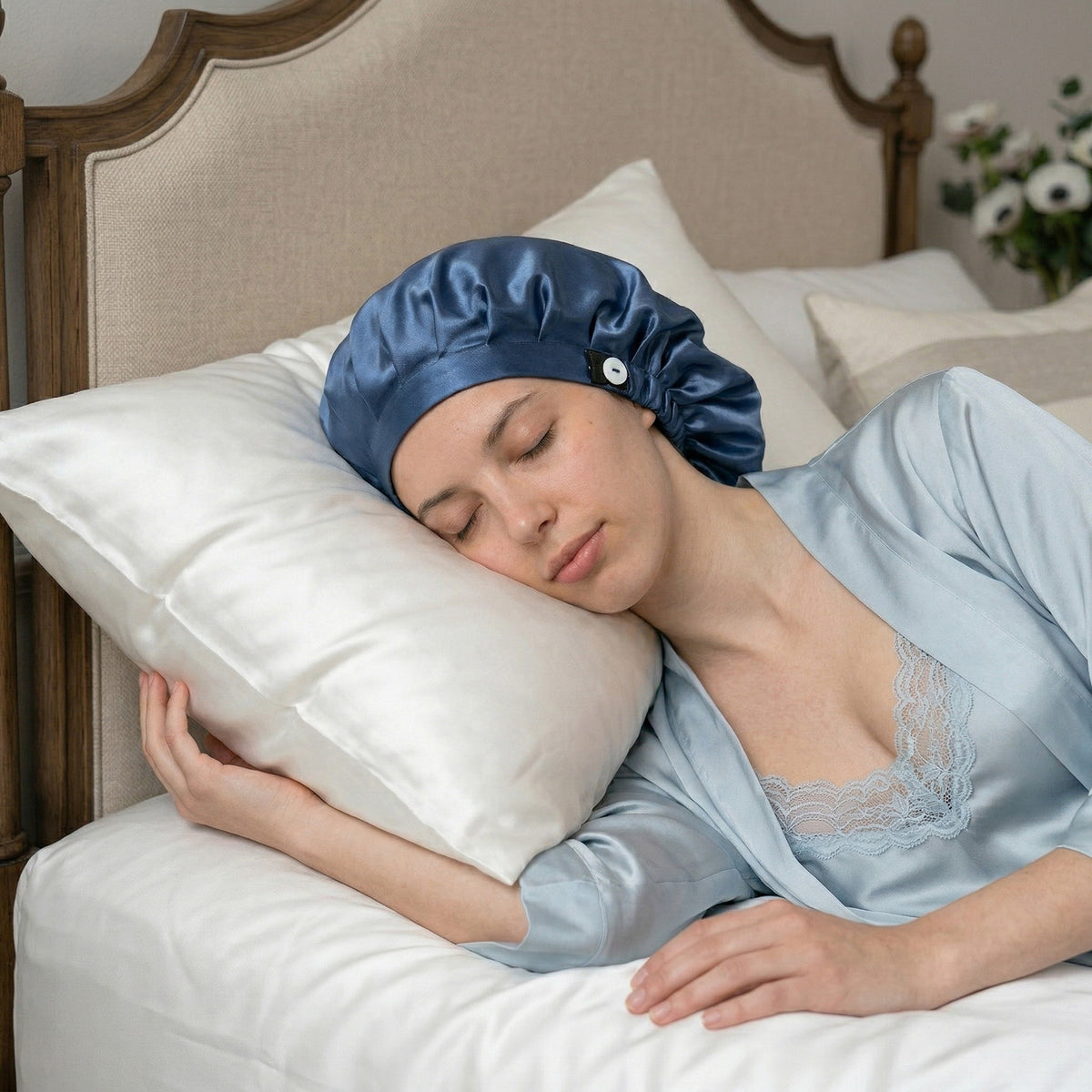 Bonnet de nuit Eversilk – Marine