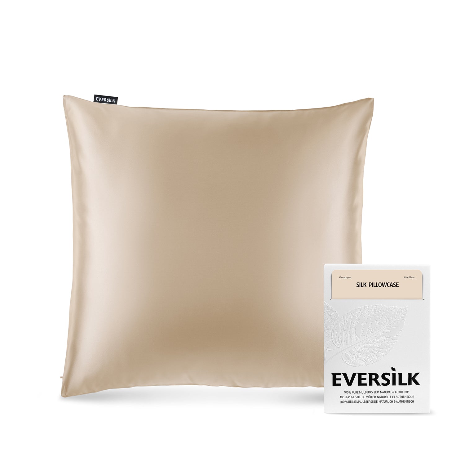 Taie d'oreiller 100% pure soie de mûrier - Champagne - Euro - EVERSILK.fr