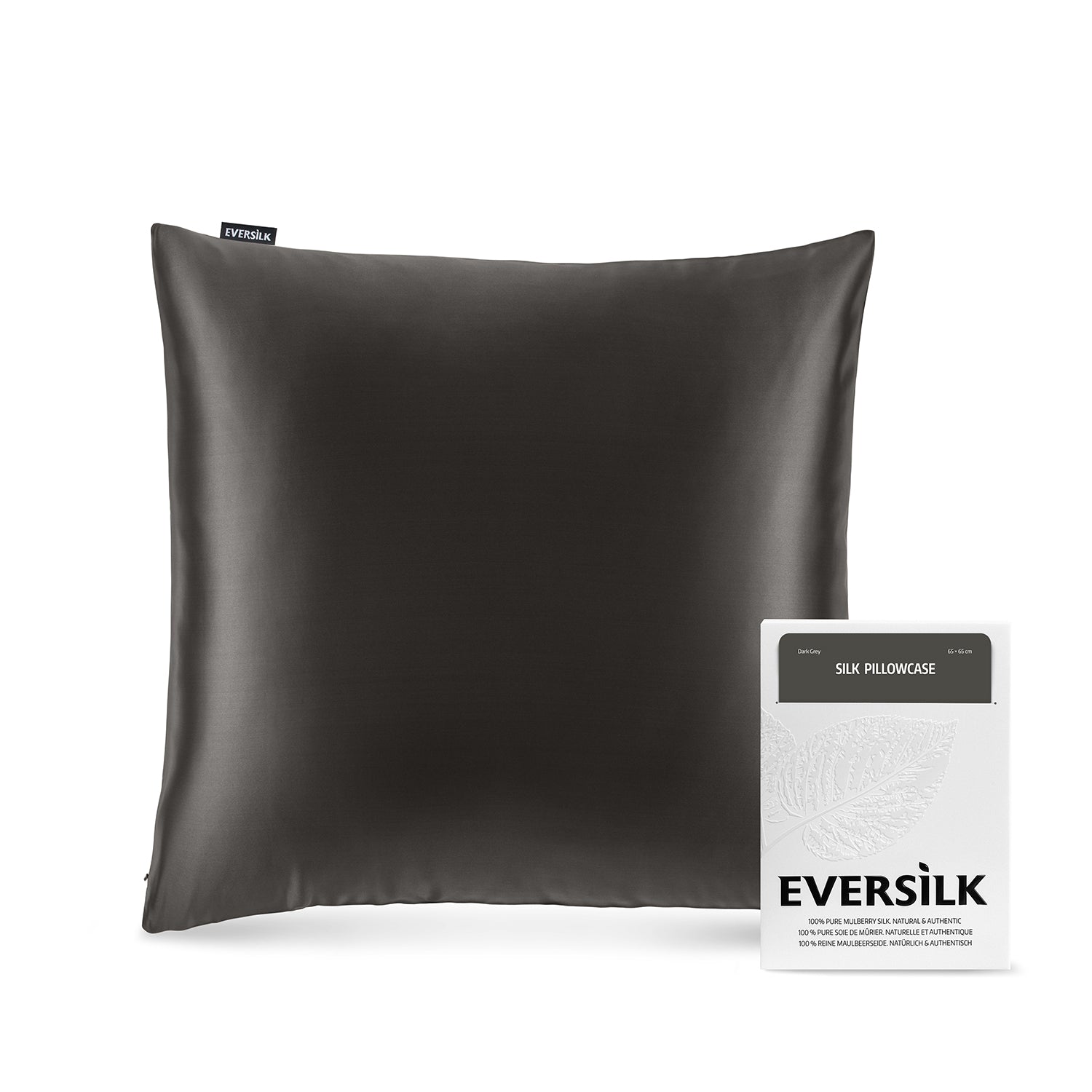 Taie d'oreiller 100% pure soie de mûrier - Gris Foncé - Euro - EVERSILK.fr