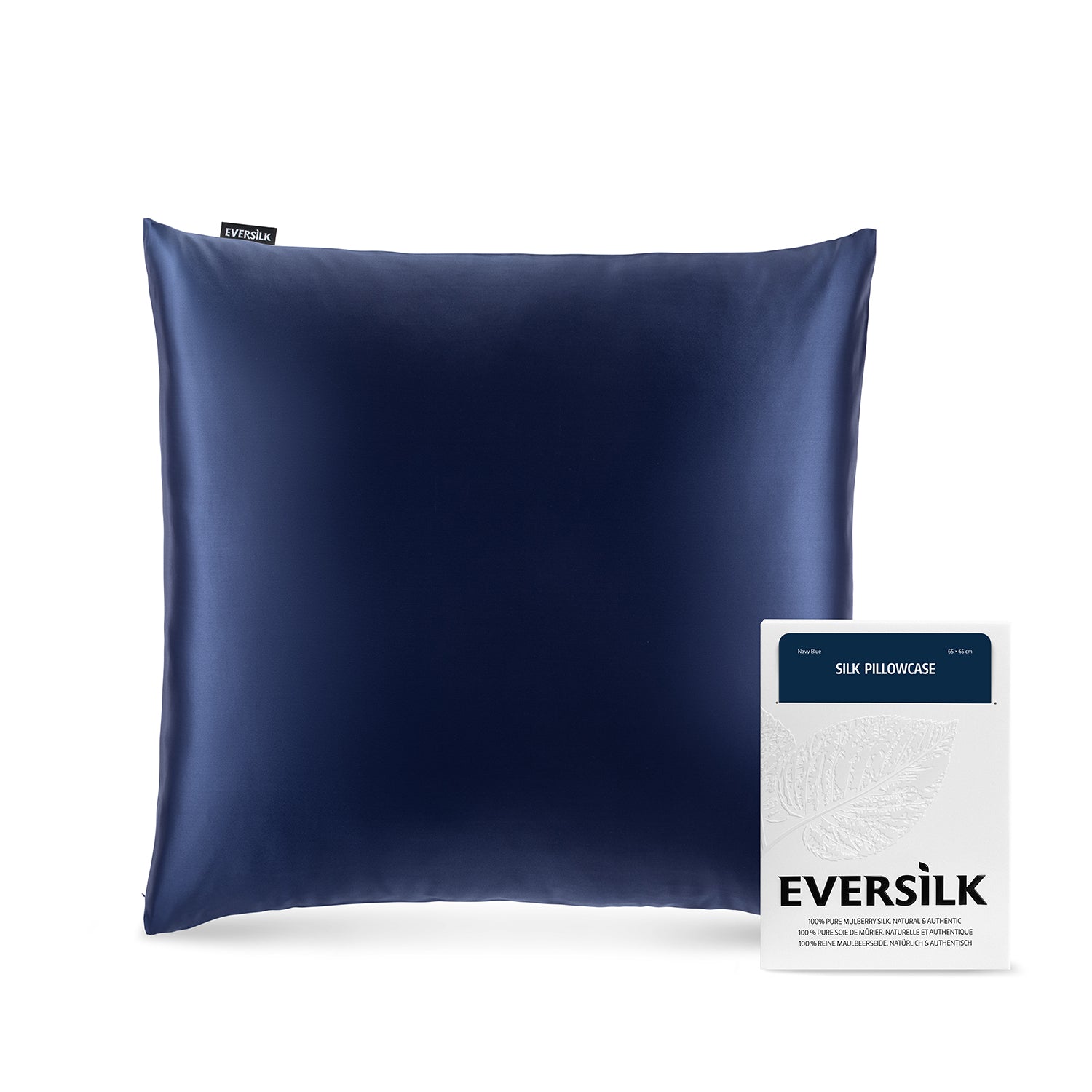 Taie d'oreiller 100% pure soie de mûrier - Bleu Marine - Euro - EVERSILK.fr