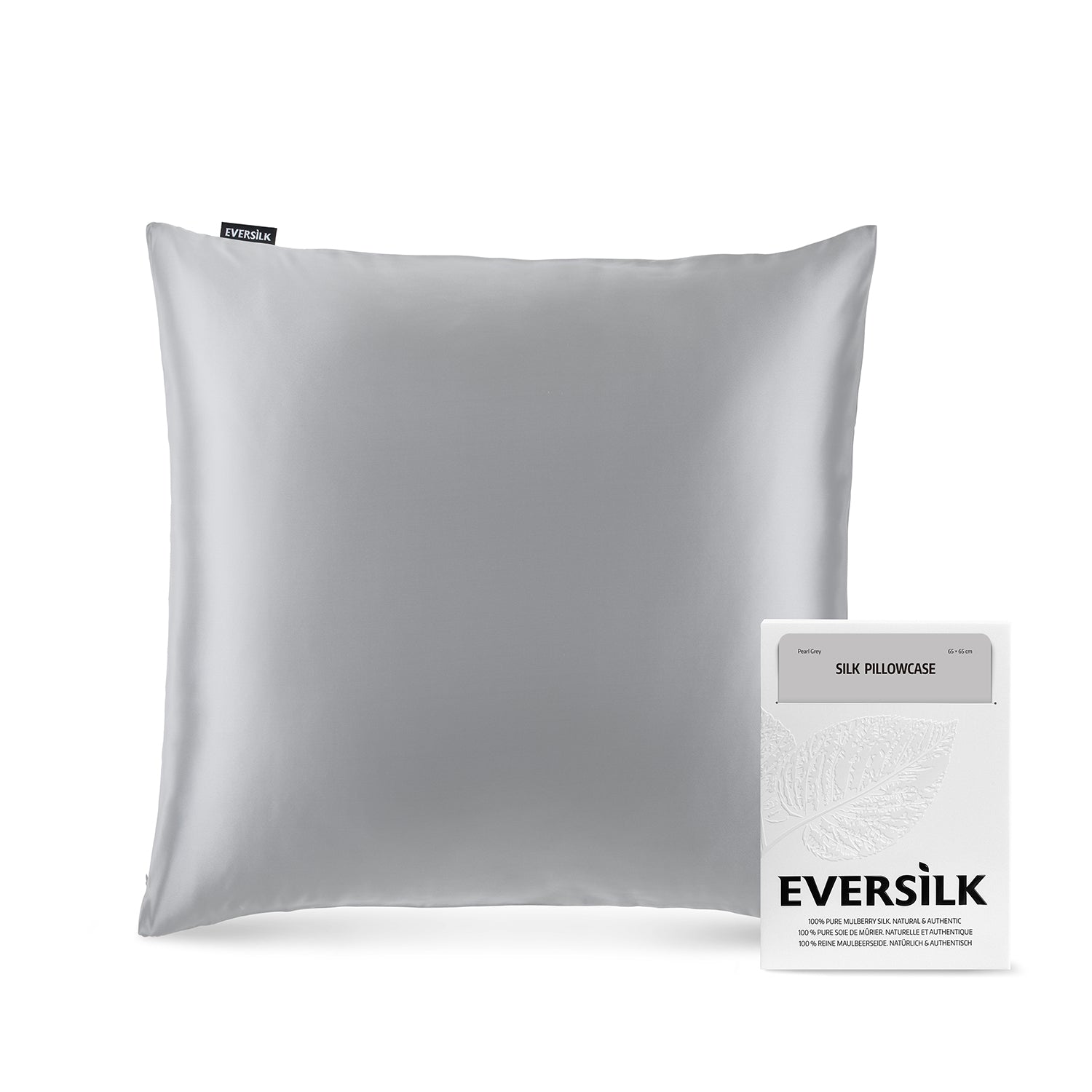 Taie d'oreiller 100% pure soie de mûrier - Gris Perle - Euro - EVERSILK.fr