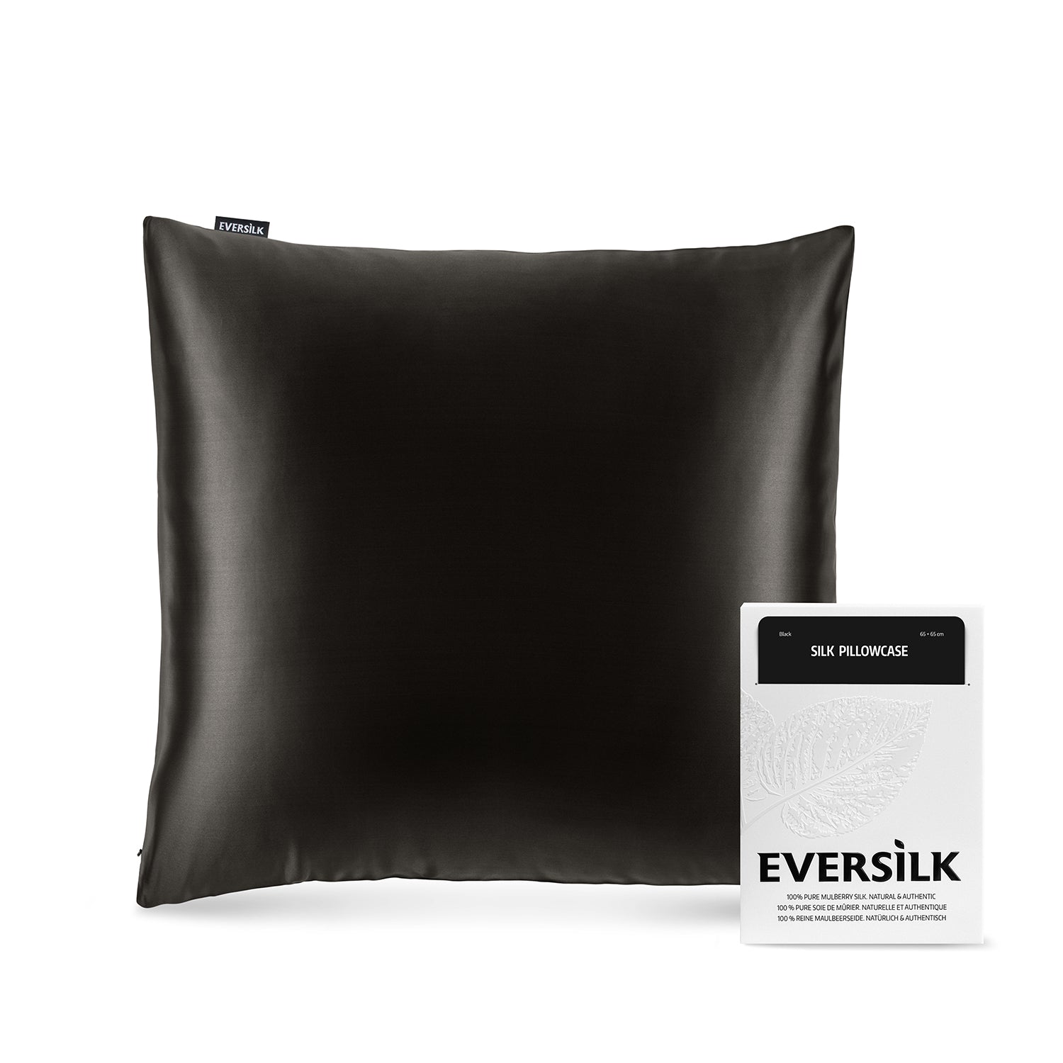 Taie d'oreiller 100% pure soie de mûrier - Noir - Euro - EVERSILK.fr