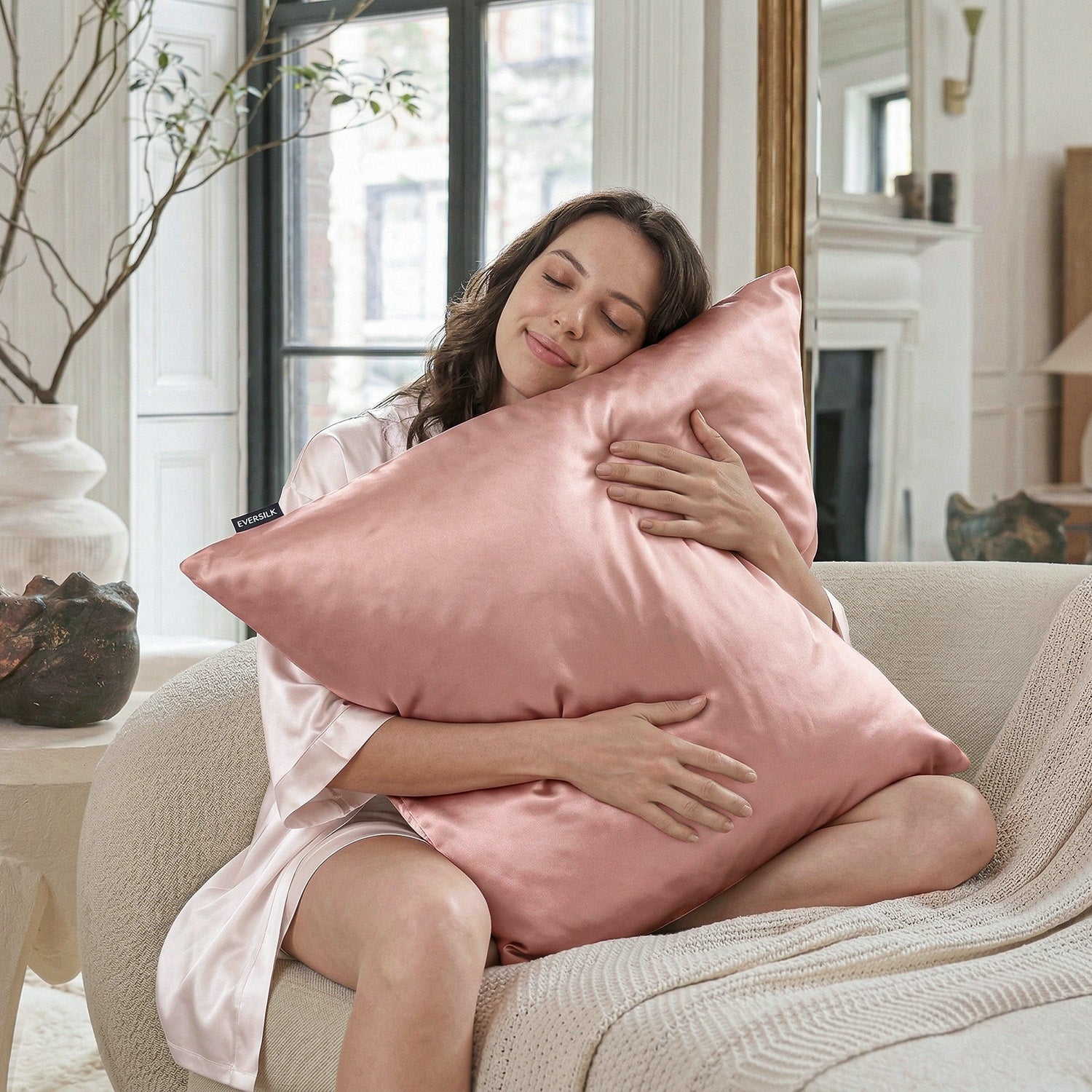 Taie d'oreiller 100% pure soie de mûrier - Vieux Rose - Euro - EVERSILK.fr