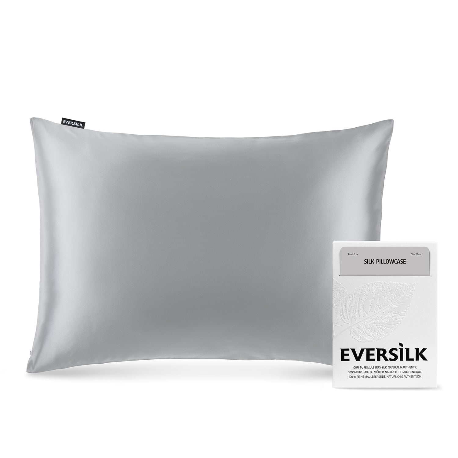 Taie d'oreiller 100% pure soie de mûrier - Gris Perle - Rectangulaire - EVERSILK.fr