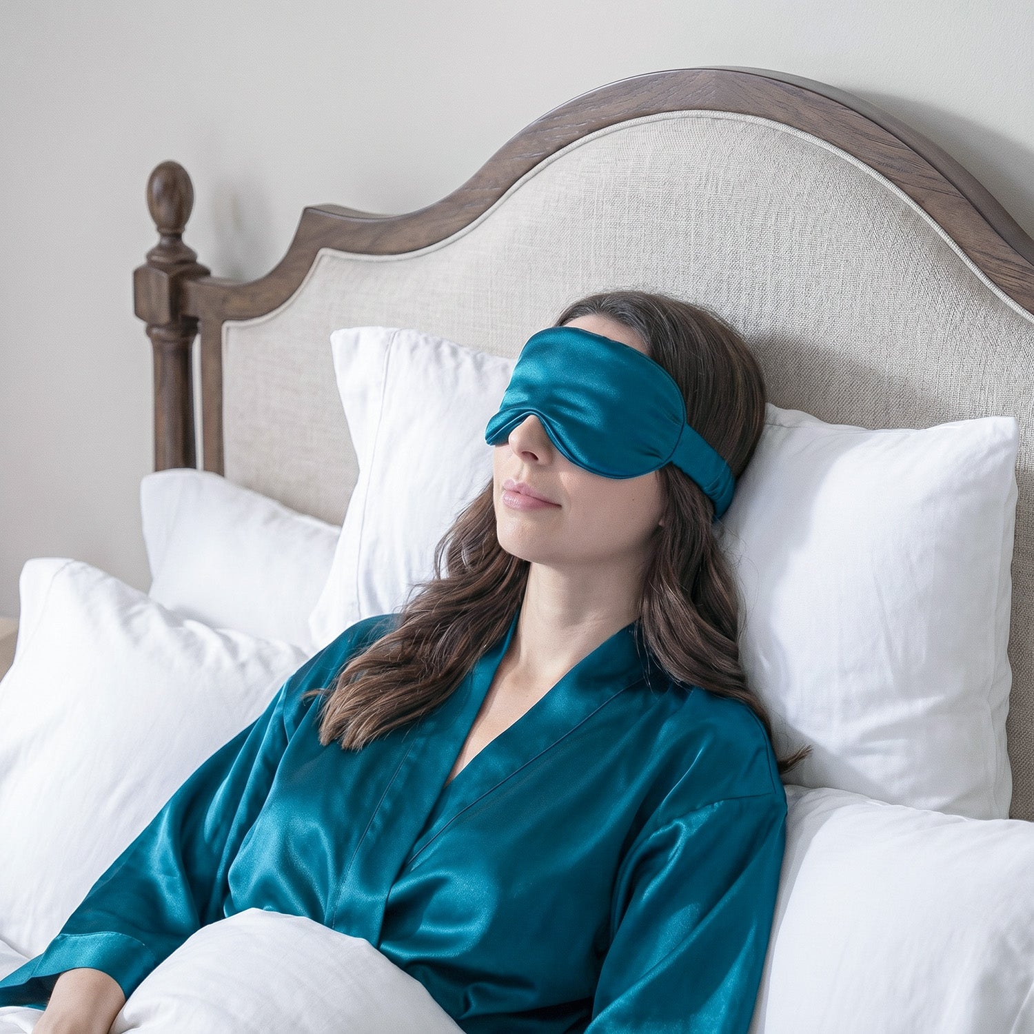 Masque de nuit en soie EVERSILK – Bleu Sarcelle Cristallin - EVERSILK.fr