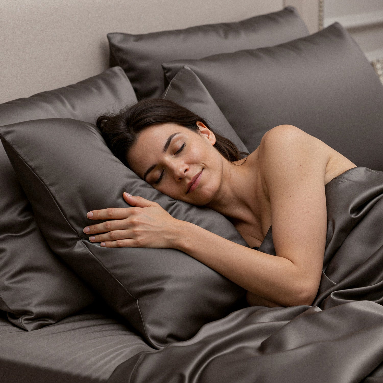 Taie d'oreiller 100% pure soie de mûrier - Gris Foncé - Euro - EVERSILK.fr