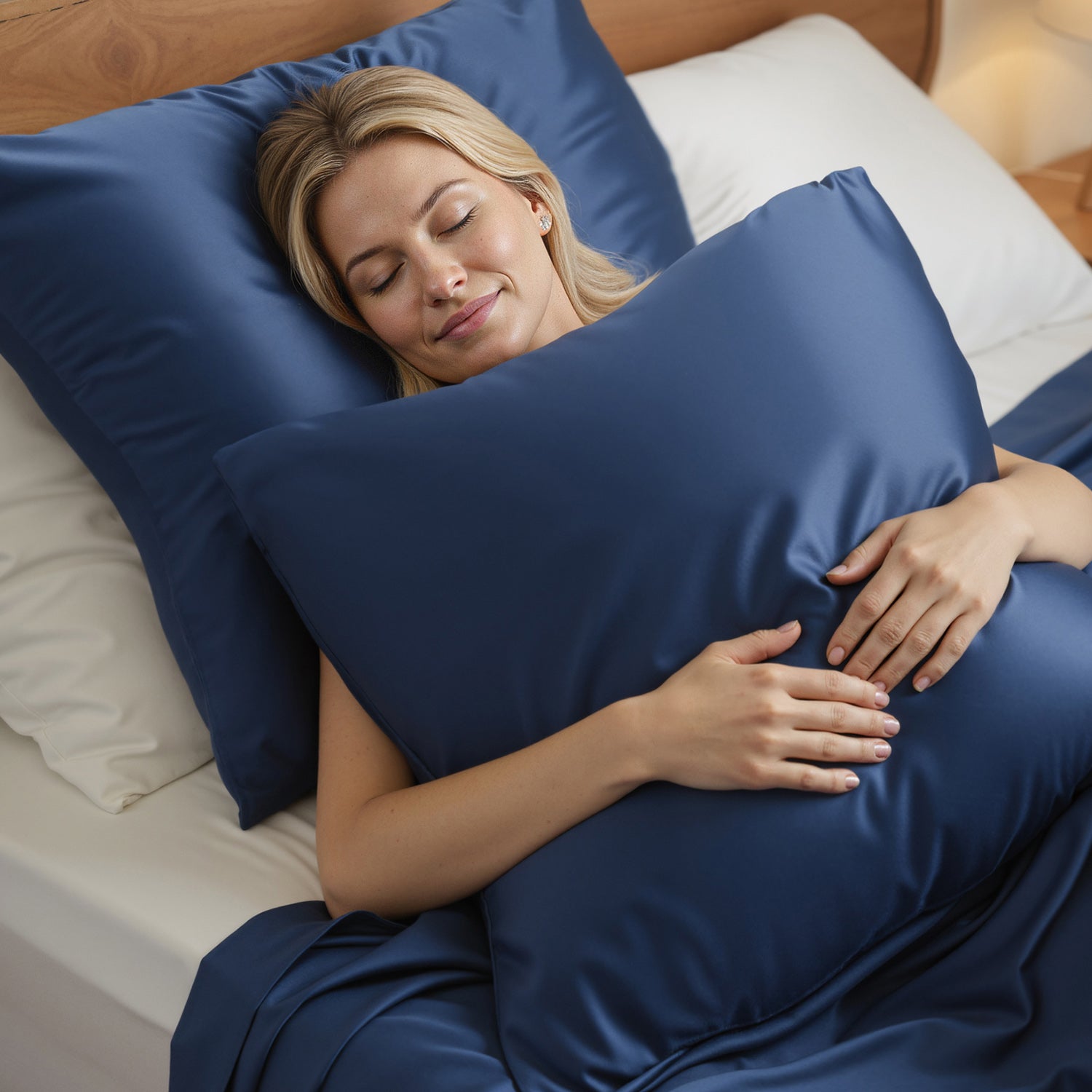 Taie d'oreiller 100% pure soie de mûrier - Bleu Marine - Euro - EVERSILK.fr