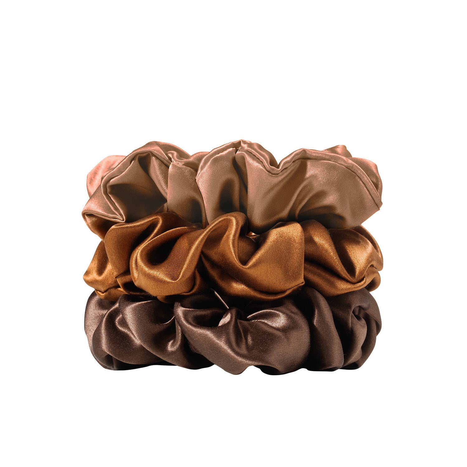 Trio de chouchous – Chocolat, Cuivre & Brun cuir - EVERSILK.fr