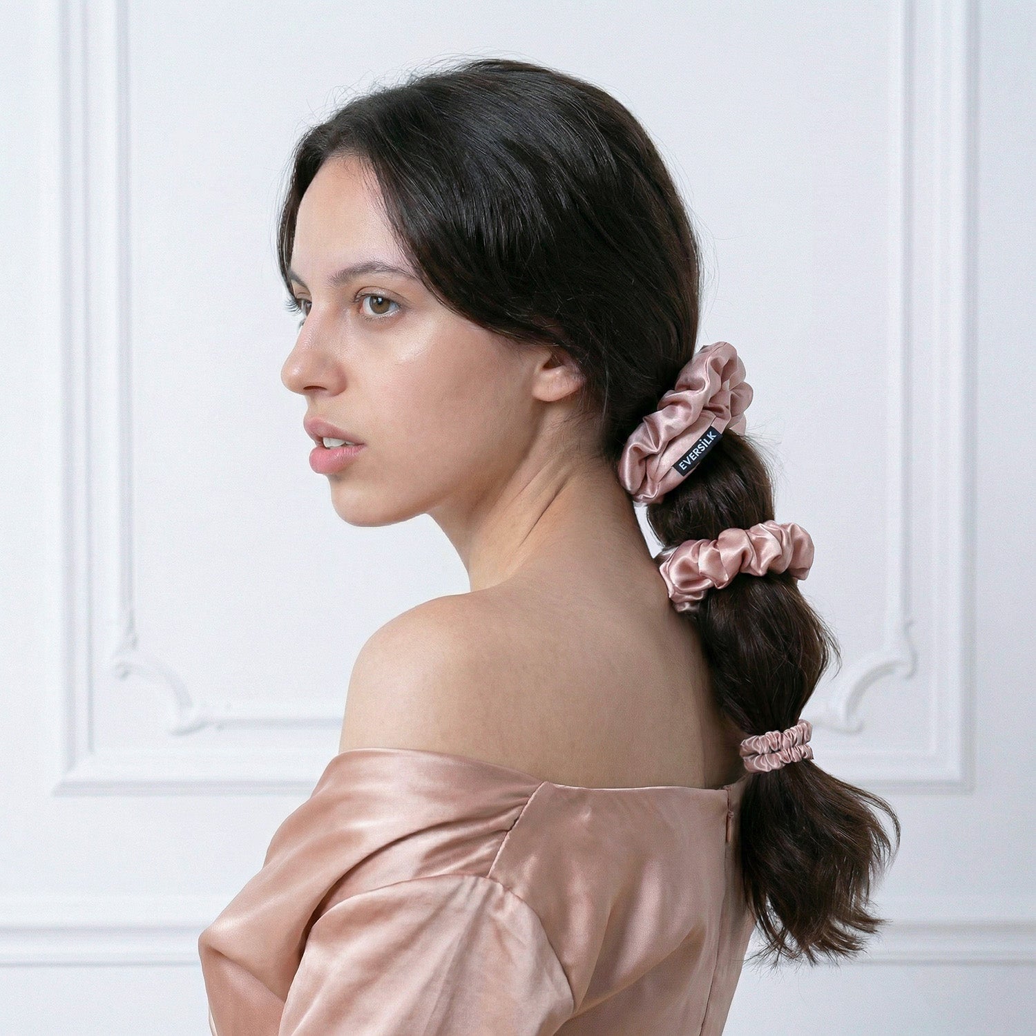 Trio de chouchous – Vieux rose - EVERSILK.fr