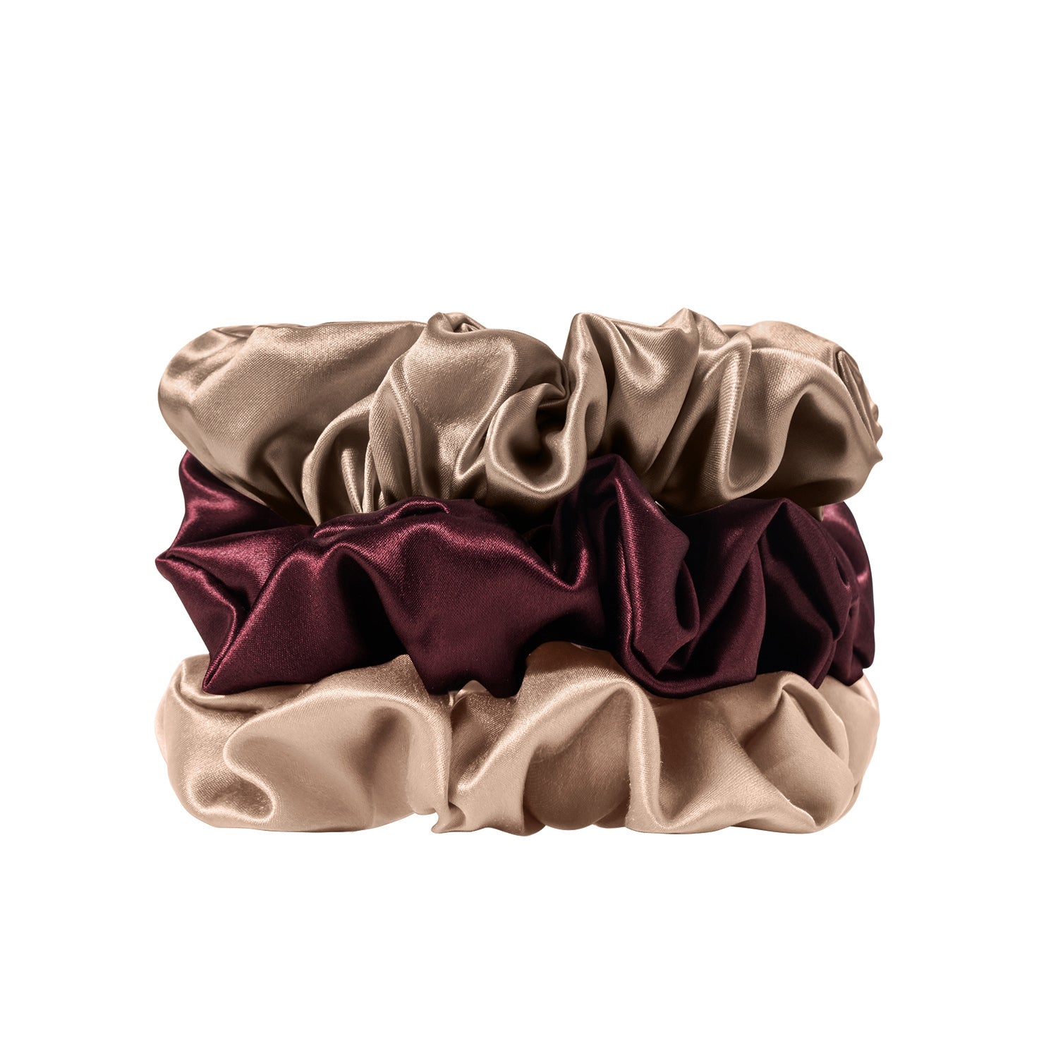 Trio de chouchous – Taupe clair, Burgundy & Pivoine - EVERSILK.fr