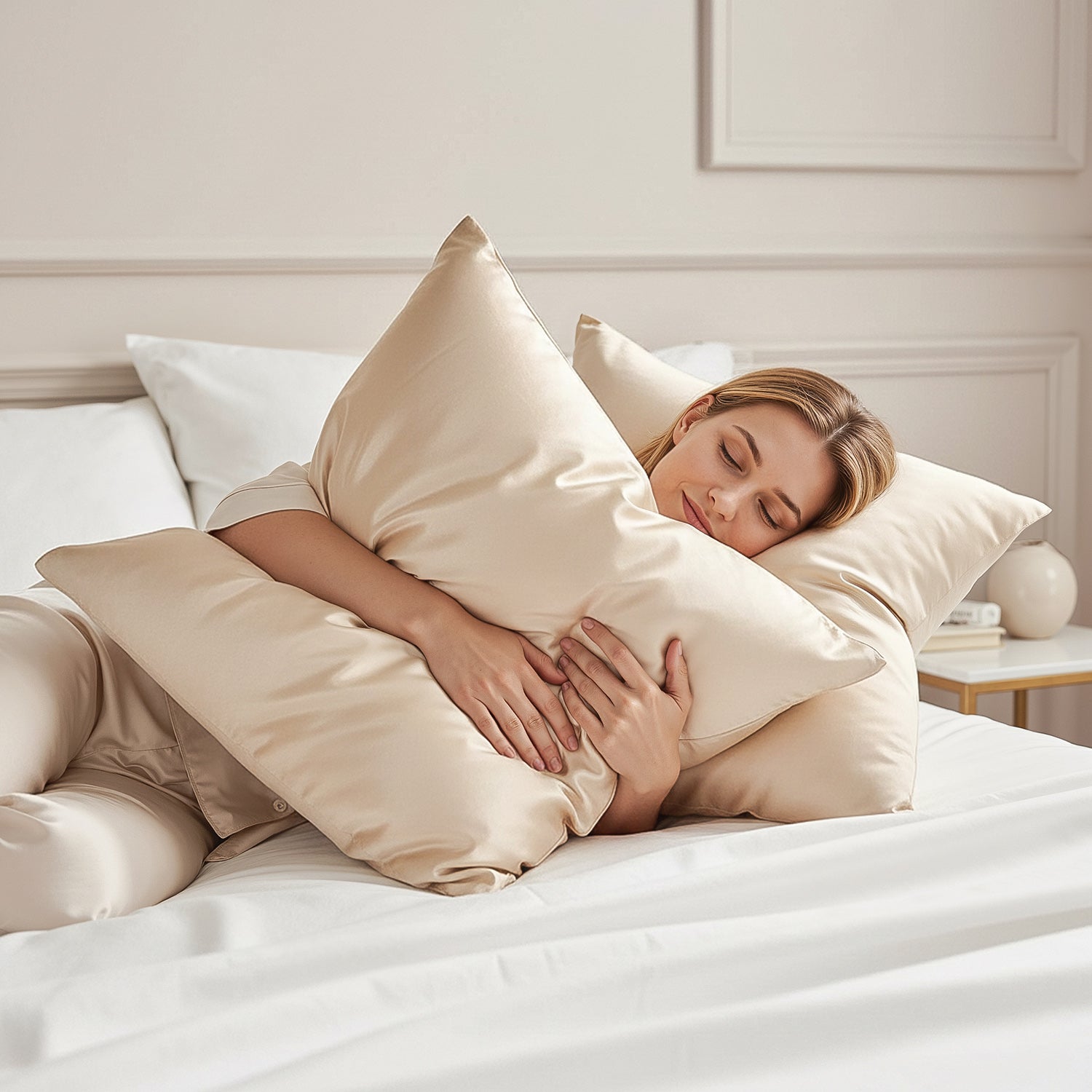 Taie d'oreiller 100% pure soie de mûrier - Champagne - Euro - EVERSILK.fr