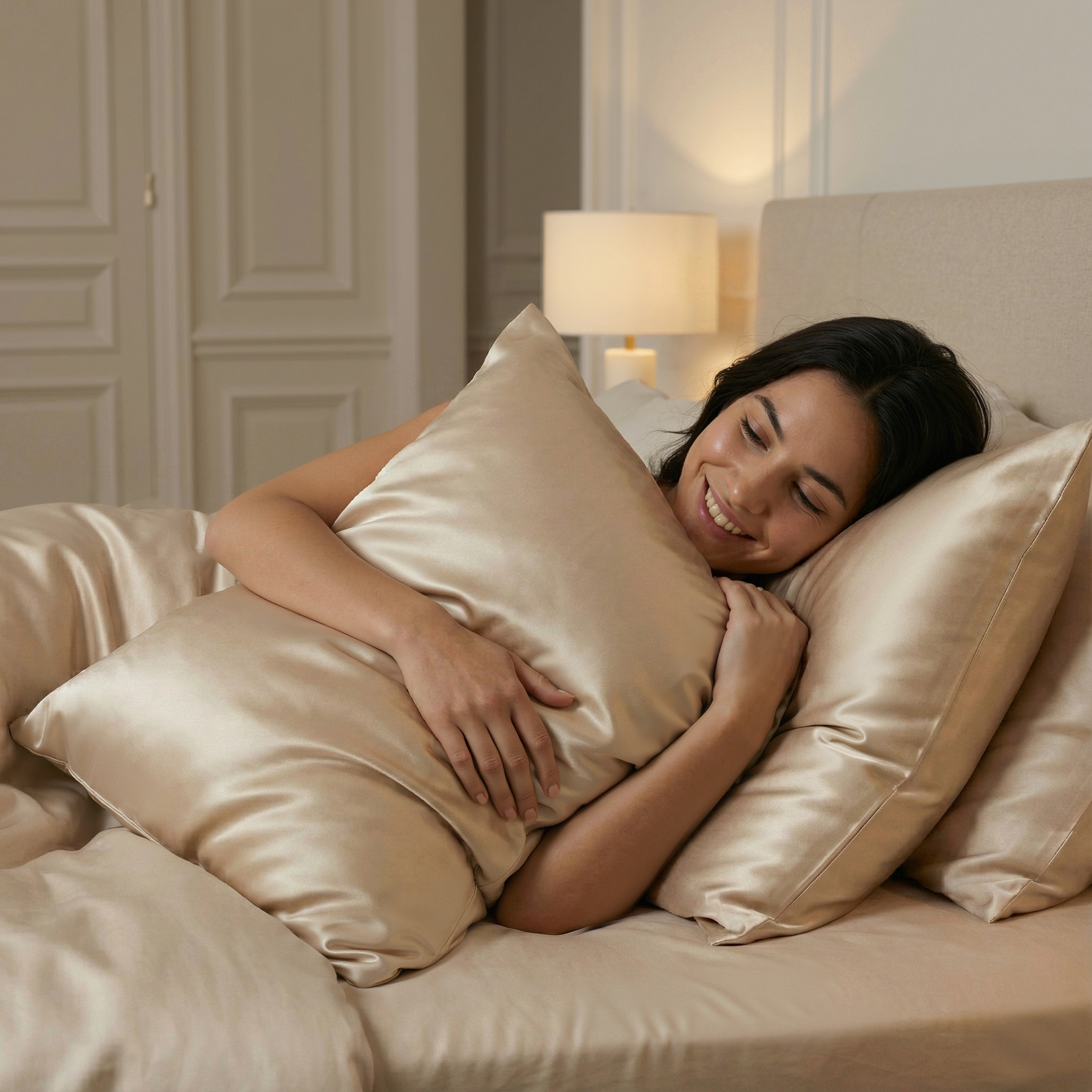 Taie d'oreiller 100% pure soie de mûrier - Champagne - Rectangulaire - EVERSILK.fr