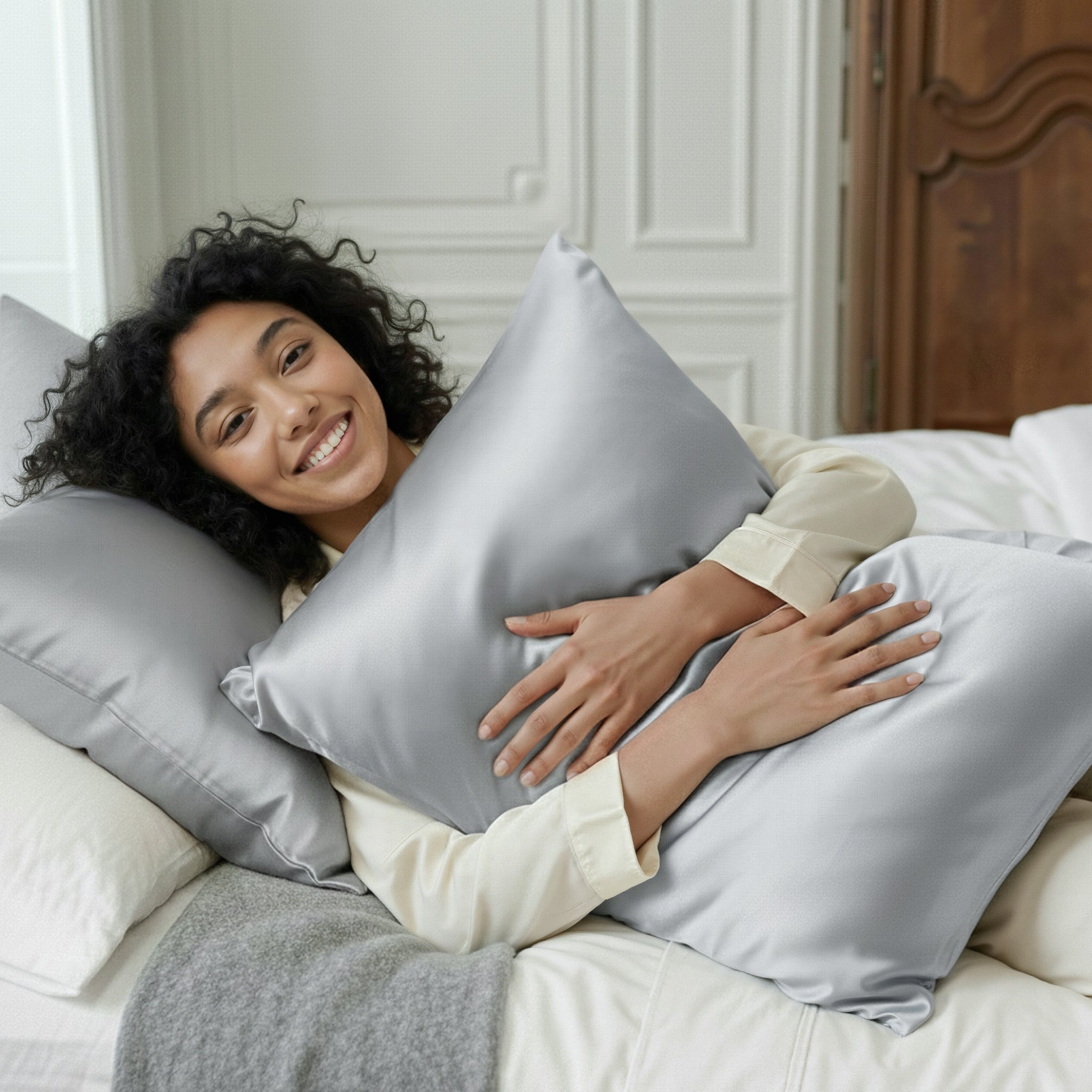 Taie d'oreiller 100% pure soie de mûrier - Gris Perle - Rectangulaire - EVERSILK.fr