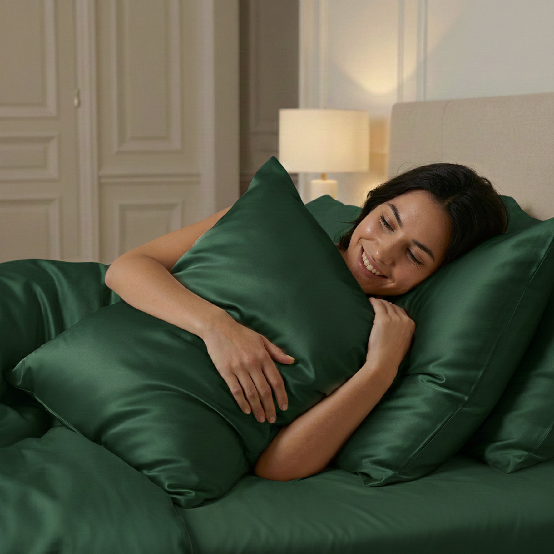 Taie d'oreiller 100% pure soie de mûrier - Vert Foncé - Rectangulaire - EVERSILK.fr