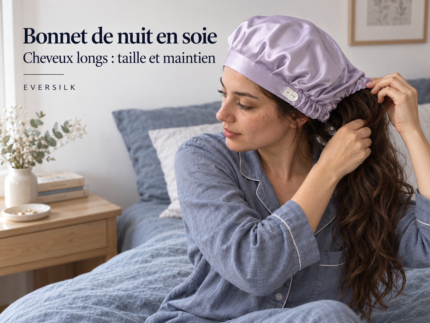 Bonnet de nuit en soie EVERSILK pour cheveux longs