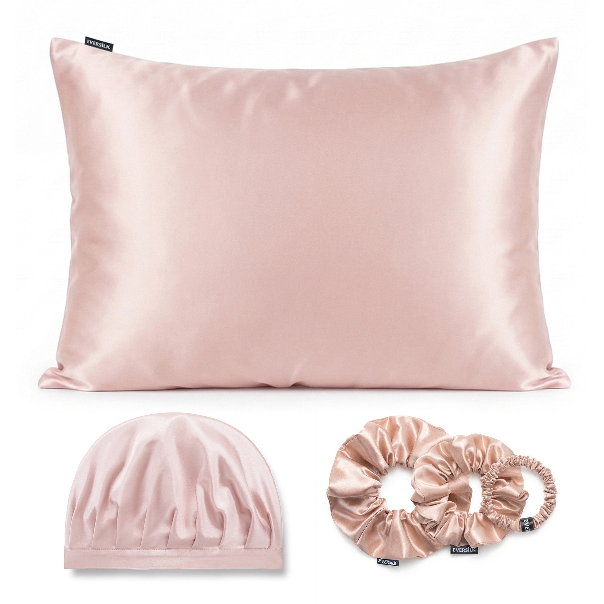 Coffret Nuit Complète — Taie d’oreiller + Bonnet de nuit + Chouchou - Rose