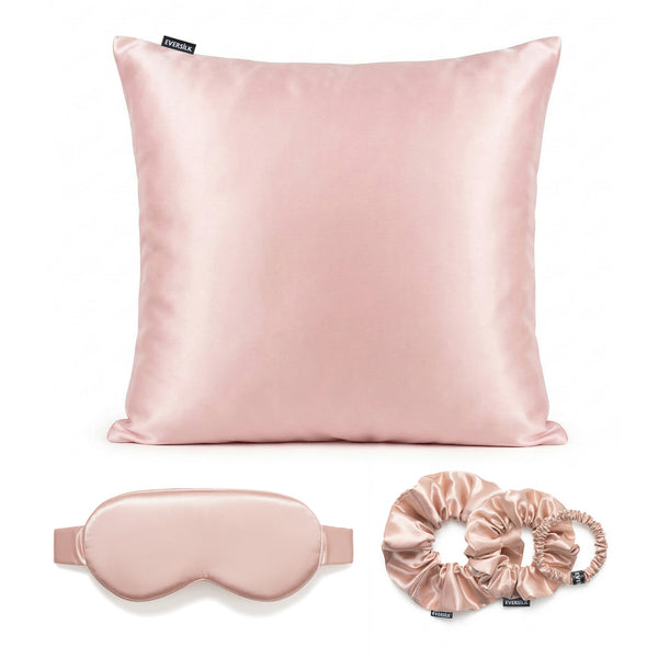 Coffret Signature EVERSILK — Taie d’oreiller + Masque de nuit + Chouchou - Rose