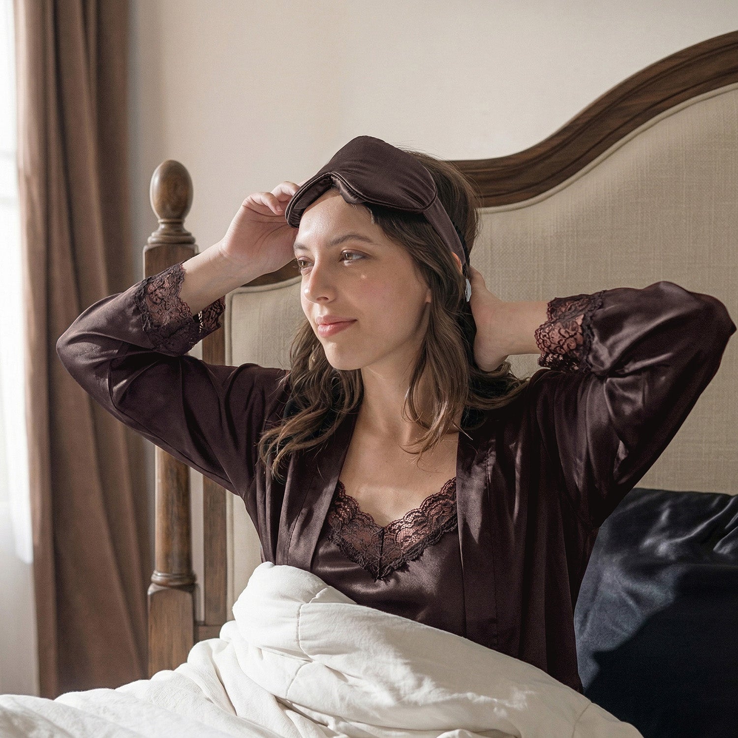 Masque de nuit en soie EVERSILK – Chocolat - EVERSILK.fr