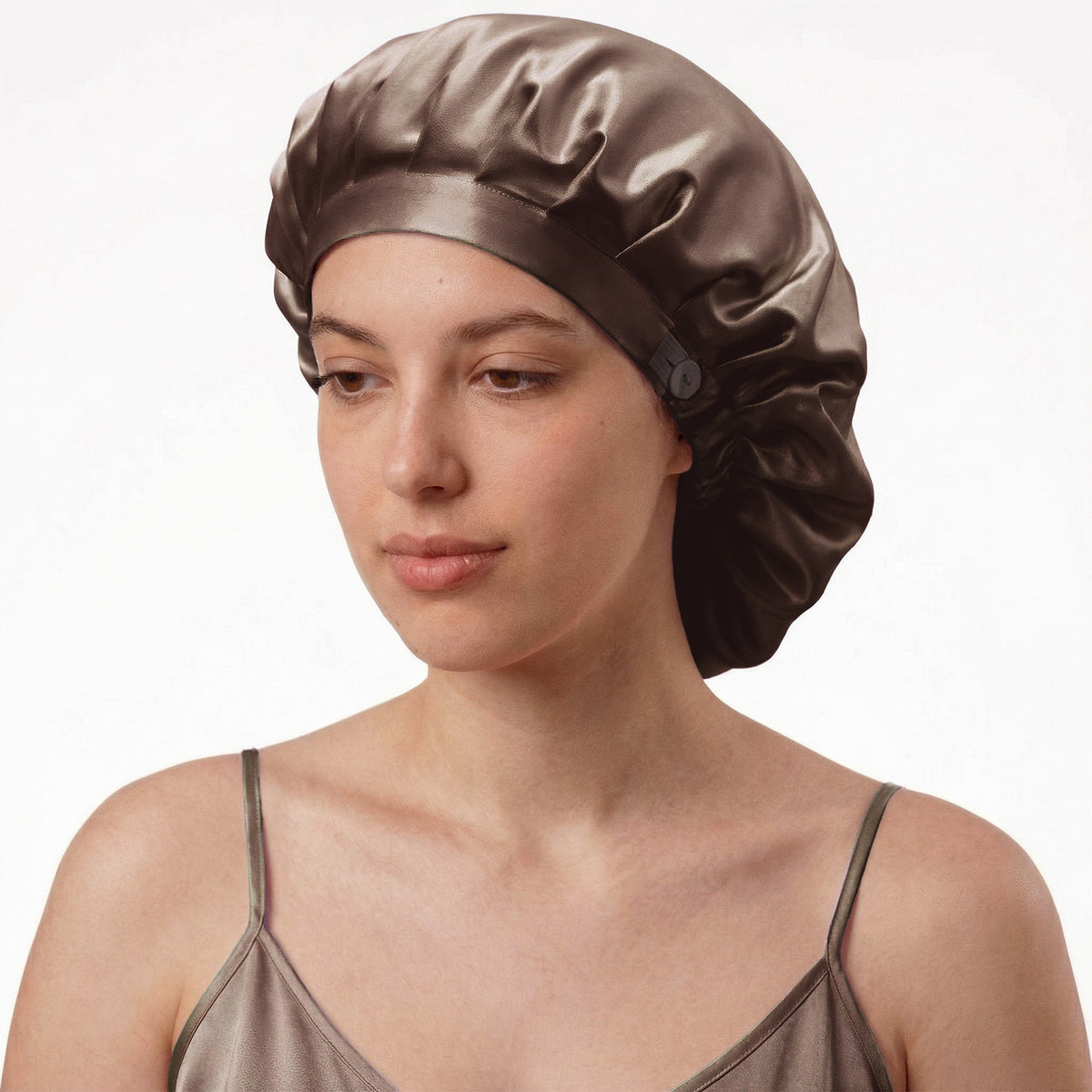 Bonnet de nuit en soie – Chocolat