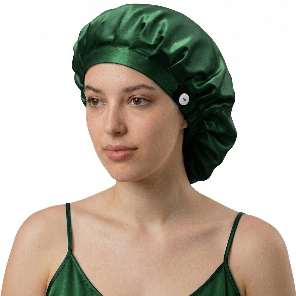 Bonnet de nuit en soie – Vert Foncé