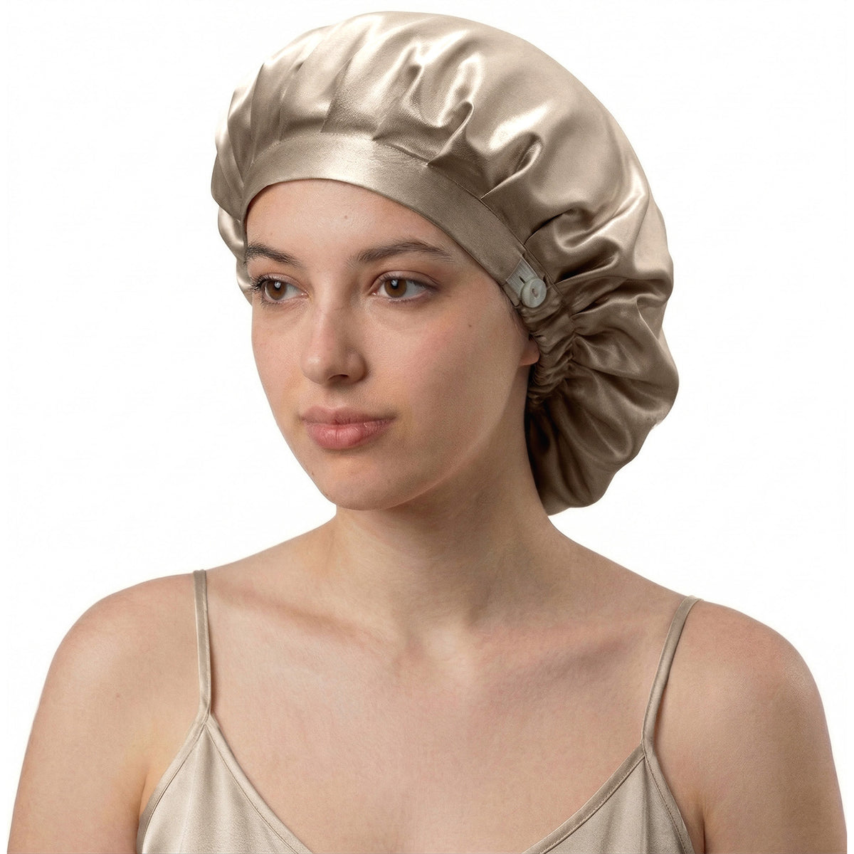 Bonnet de nuit en soie – Sable