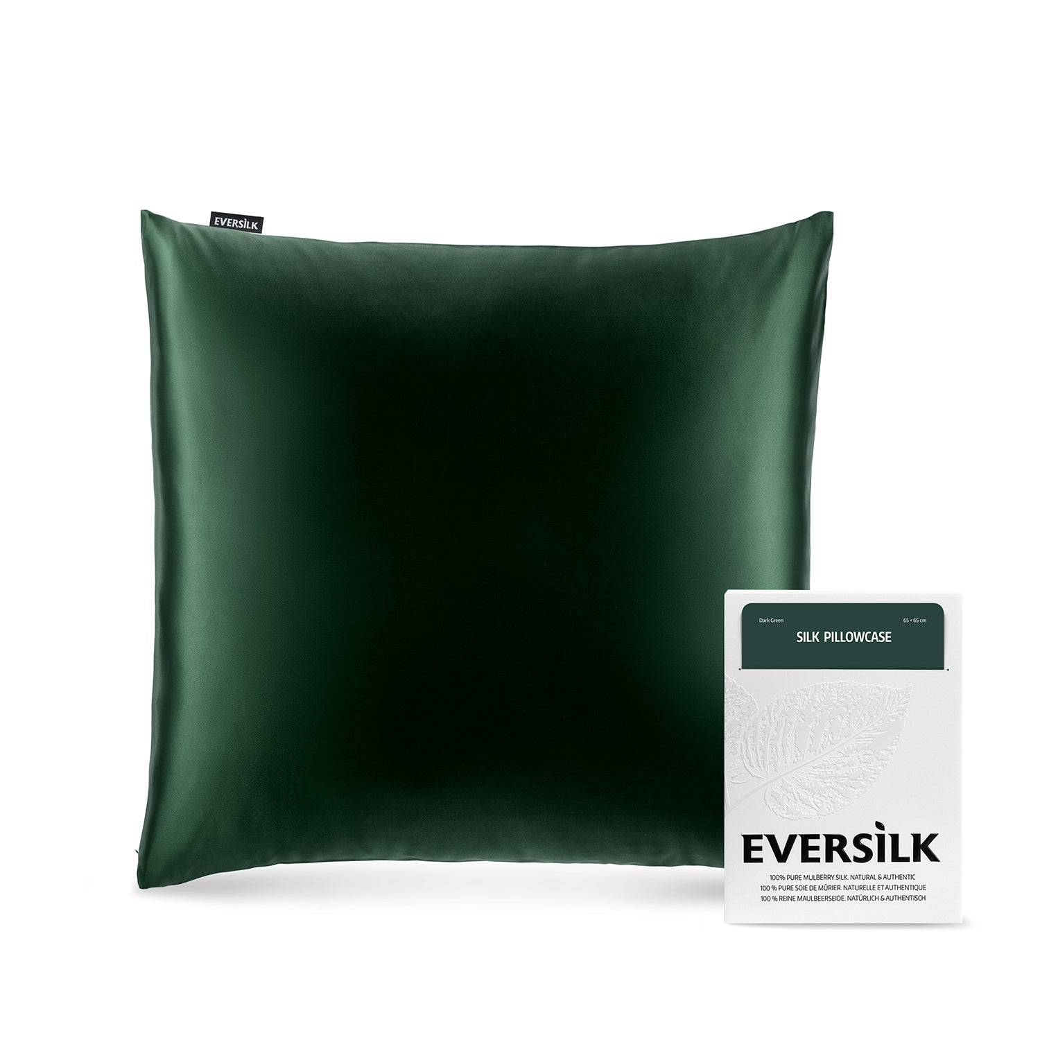 Taie d'oreiller 100% pure soie de mûrier - Vert Foncé - Euro - EVERSILK.fr