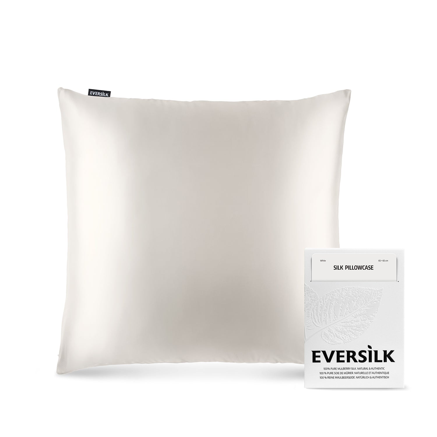 Taie d'oreiller 100% pure soie de mûrier - Blanc - Euro - EVERSILK.fr