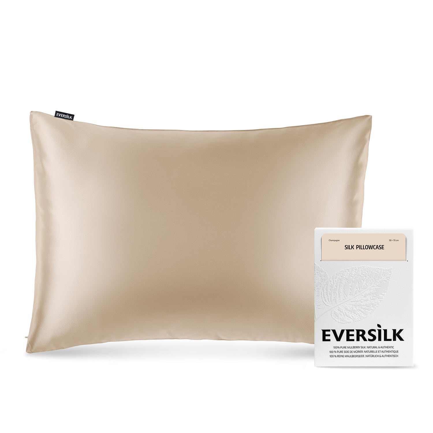 Taie d'oreiller 100% pure soie de mûrier - Champagne - Rectangulaire - EVERSILK.fr