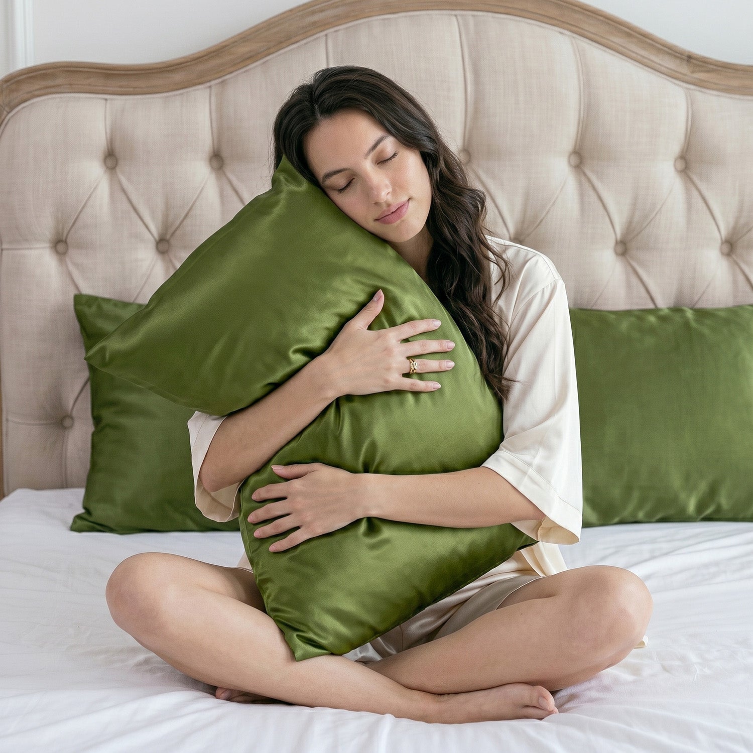 Taie d'oreiller 100% pure soie de mûrier - Olive - Rectangulaire - EVERSILK.fr