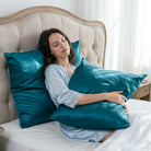 Taie d'oreiller 100% pure soie de mûrier - Bleu Sarcelle Cristallin - Euro - EVERSILK.fr