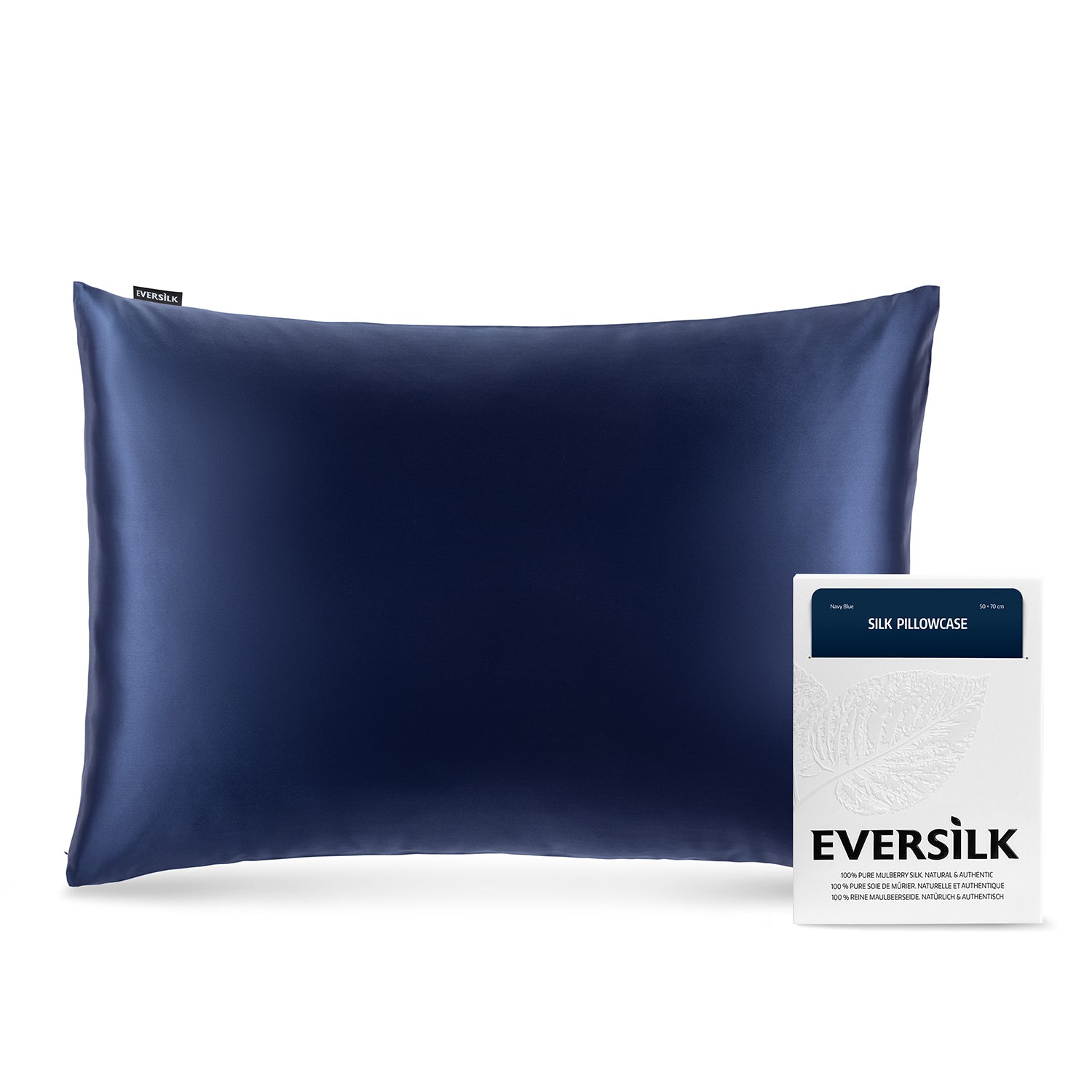 Taie d'oreiller 100% pure soie de mûrier - Bleu Marine - Rectangulaire - EVERSILK.fr
