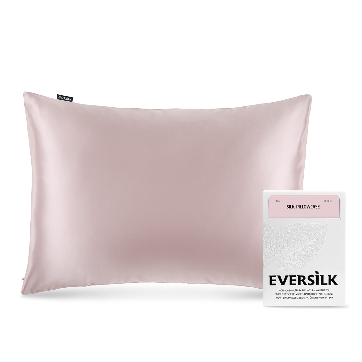 Taie d'oreiller 100% pure soie de mûrier - Rose - Rectangulaire - EVERSILK.fr