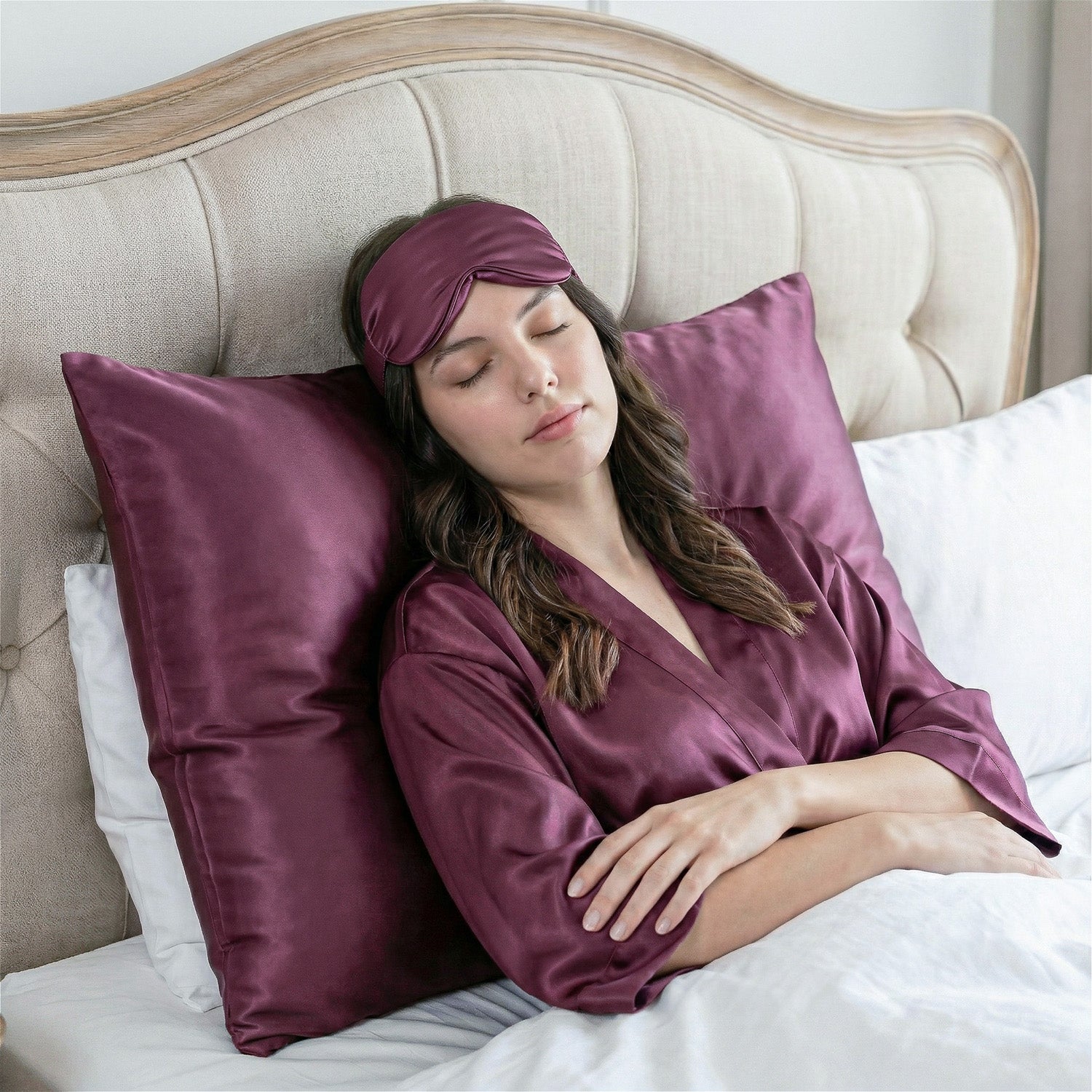 Masque de nuit en soie EVERSILK – Burgundy - EVERSILK.fr