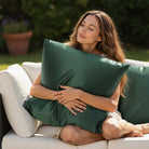 Taie d'oreiller 100% pure soie de mûrier - Vert Foncé - Euro - EVERSILK.fr