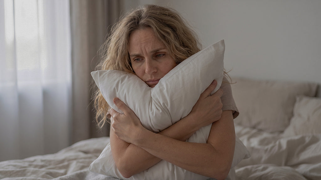 Femme angoissée dans son lit