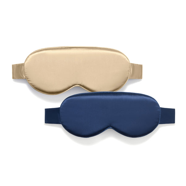 Masque de nuit 3D en soie – Marine, Beige
