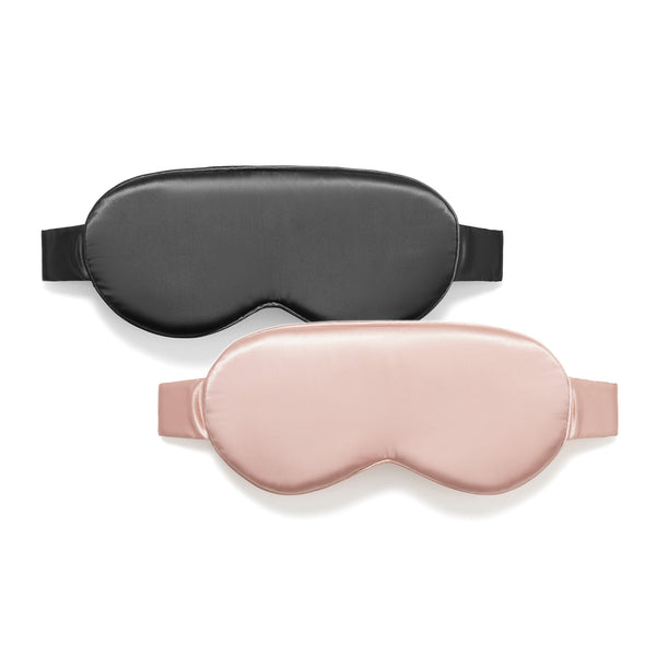 Masque de nuit 3D en soie – Noir, Rose Cerise