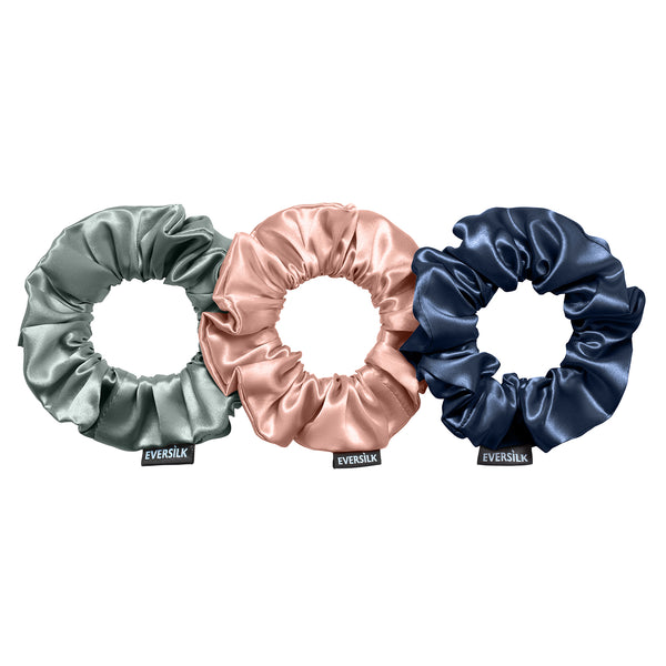 Trio de chouchous – Gris ardoise, Marine & Vieux rose - EVERSILK.fr