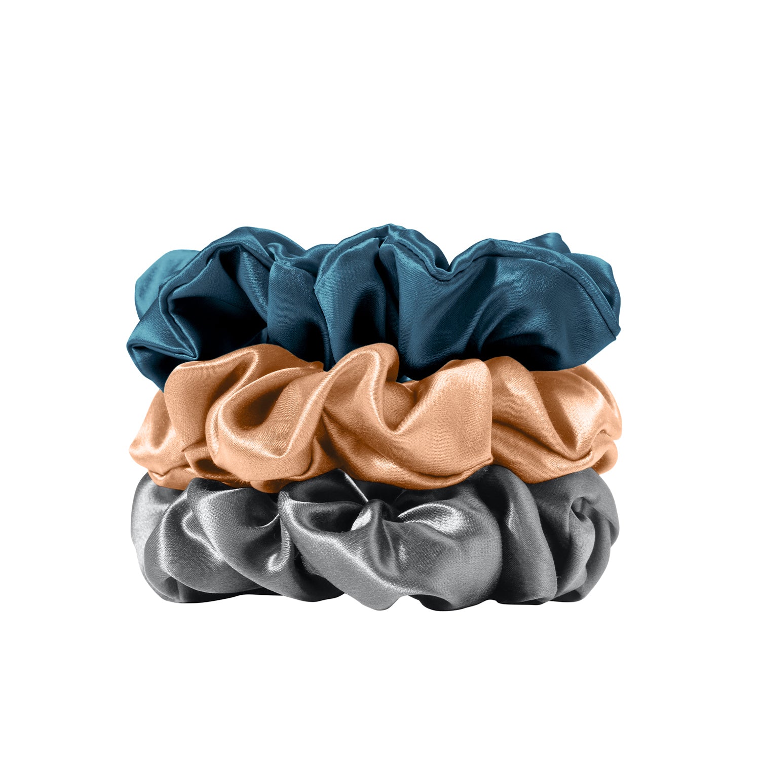 Trio de chouchous – Gris perle, Abricot & Bleu sarcelle - EVERSILK.fr