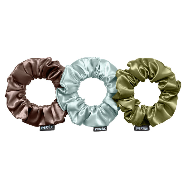 Trio de chouchous – Olive, Vert d’eau & Chocolat - EVERSILK.fr