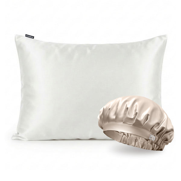 Duo Taie & Bonnet - Blanc, Beige