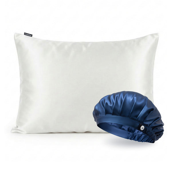 Duo Taie & Bonnet - Blanc, Marine