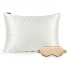 Taie 50x70 cm - Blanc Masque de nuit 3D en soie – Beige