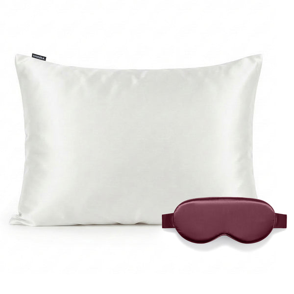 Duo Taie & Masque - Blanc, Burgundy
