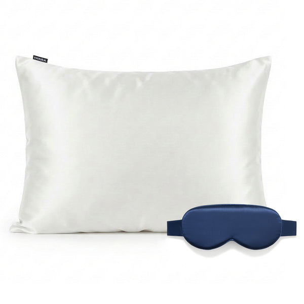 Duo Taie & Masque - Blanc, Marine