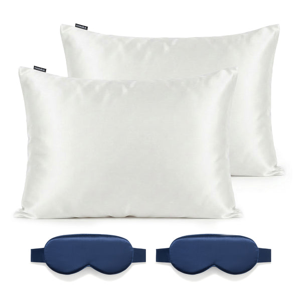 Duo Taie & Masque - Blanc, Marine