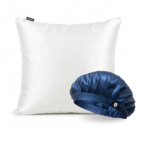 Duo Taie & Bonnet - Blanc, Marine