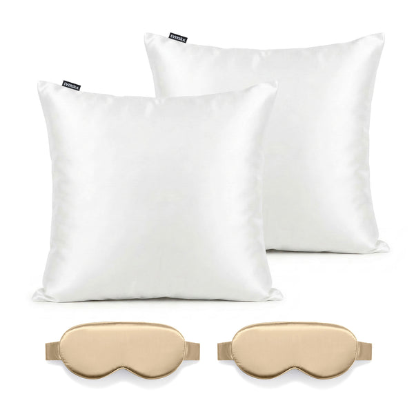 Duo Taie & Masque - Blanc, Beige
