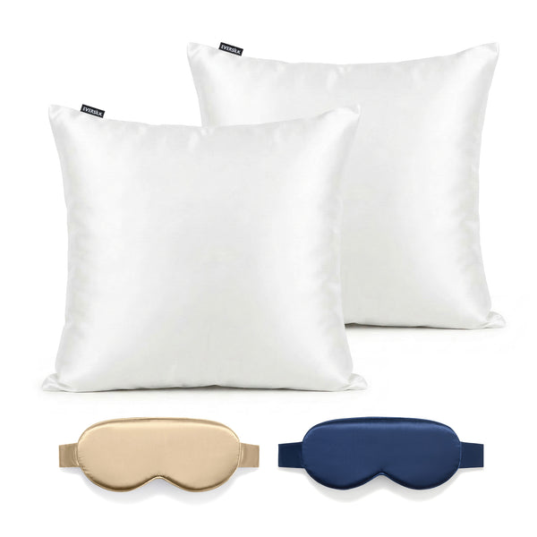 Duo Taie & Masque - Blanc, Beige & Marine